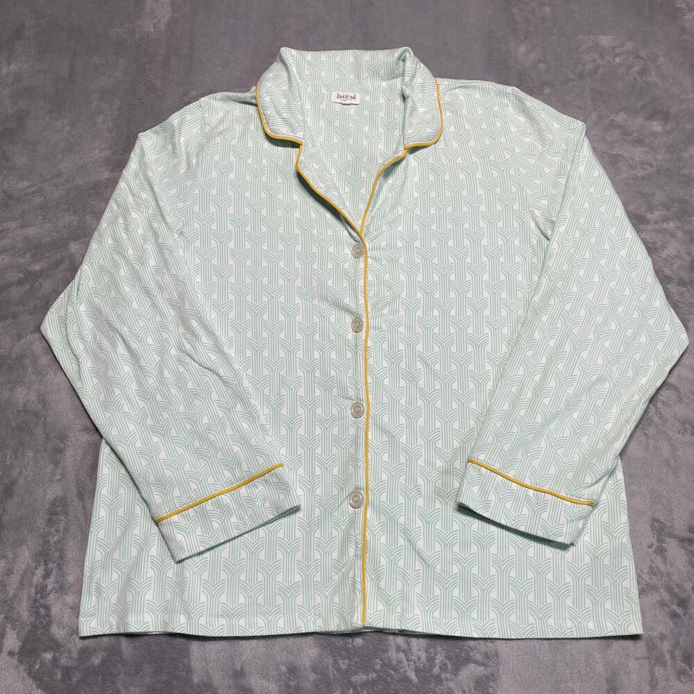 Bedhead Pajamas Top Womens XL Green Art Deco Print Sleep Lounge Soft Cozy Pjs
